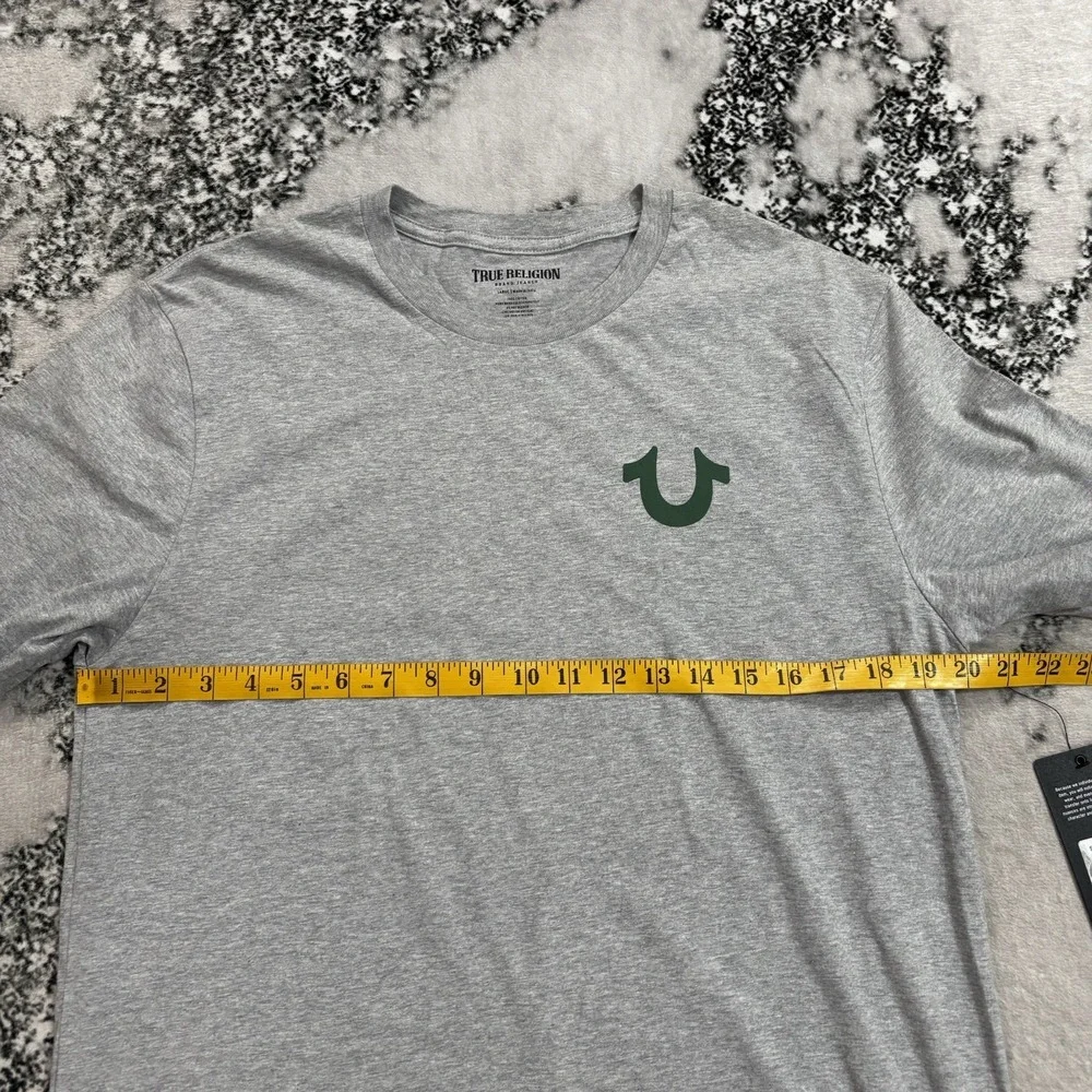 True Religion Men's Size Large World Tour 2002 Logo T Shirt Heather Gray NWT